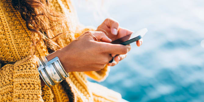 Woman checking a phone