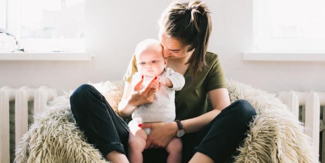 Mom with baby in morning