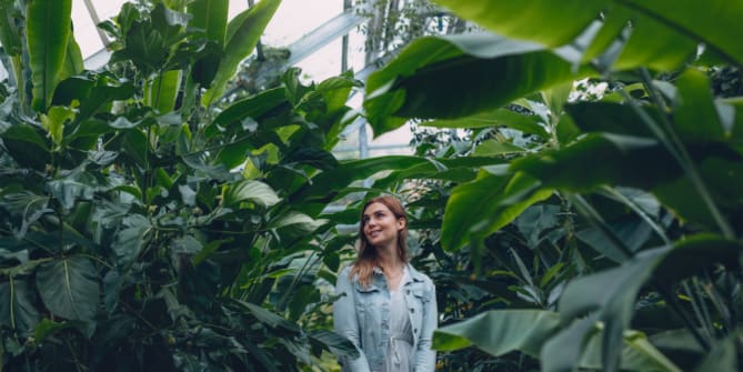 Woman with plants
