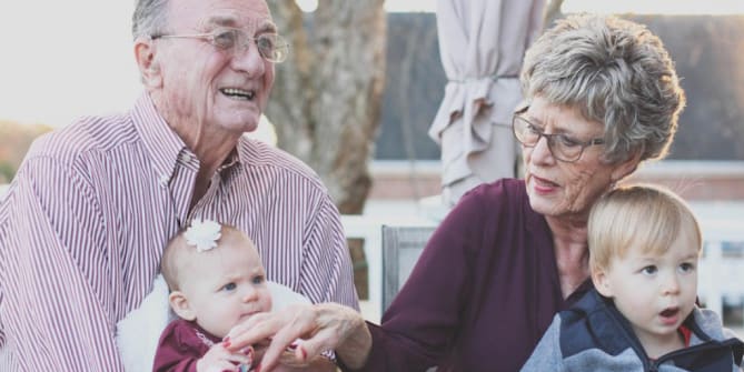 Elderly Couple With Grandkids