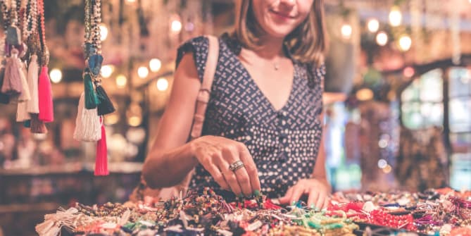 women shopping at store