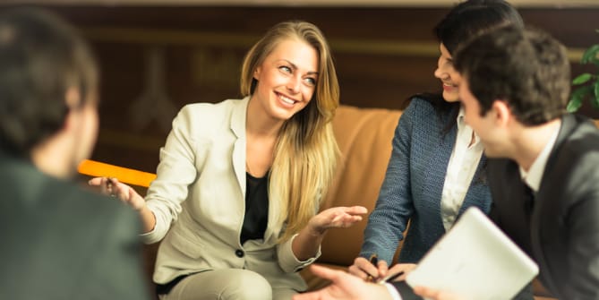 colleagues talking in a meeting