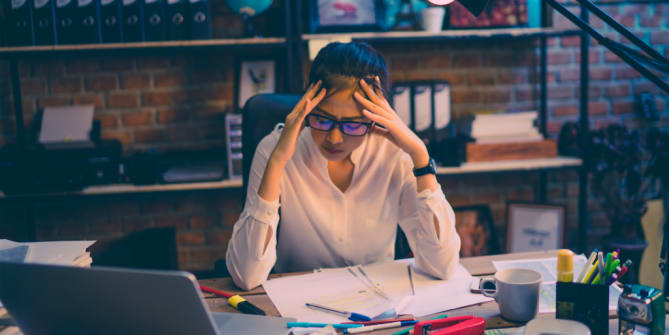 Woman stressed at work