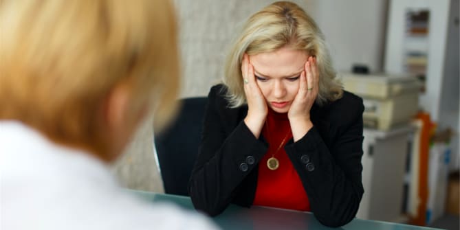 Woman stressed at work