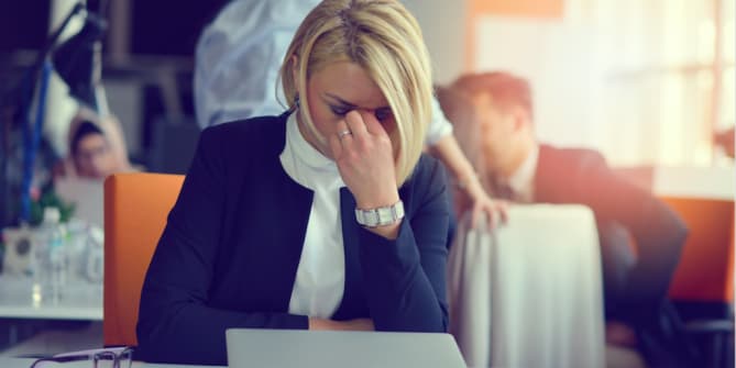 Woman stressed at work