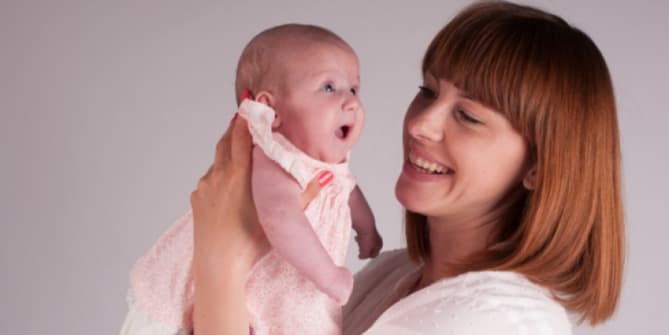 Working mom with baby
