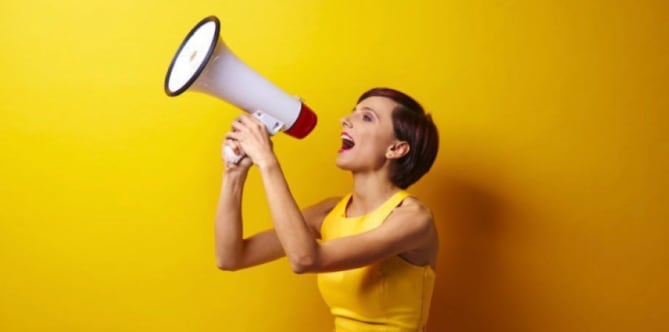 woman speaking clearly