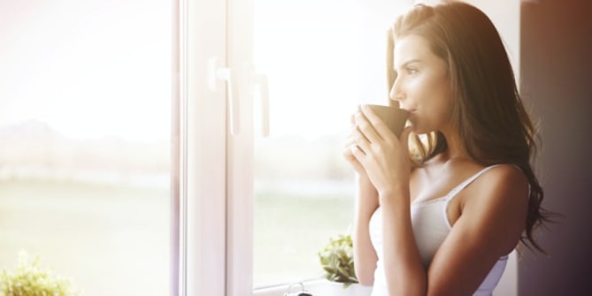 Woman drinking coffee
