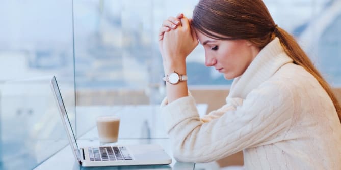 Sad woman at work