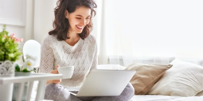 Woman working at home