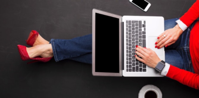 woman on computer