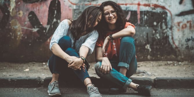 girls laughing
