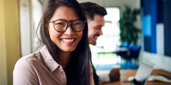 woman smiling at work