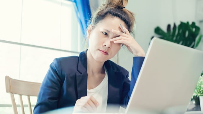 Woman stressed at desk