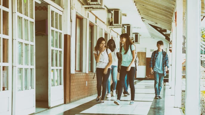 Students Walking in School