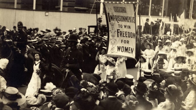 suffragettes marching