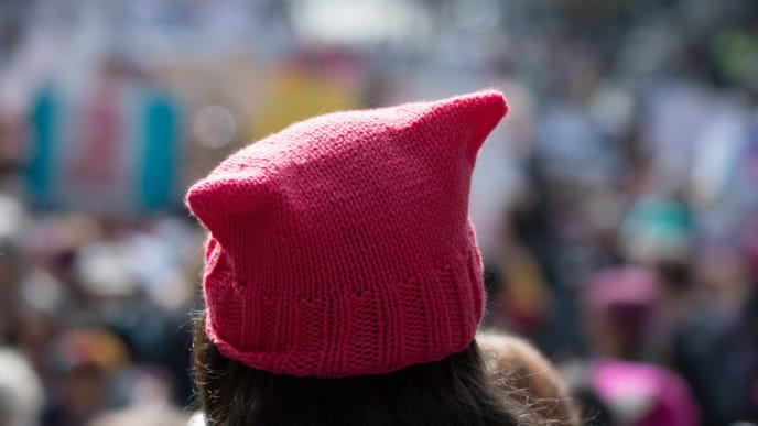 Woman Wearing Pussy Hat