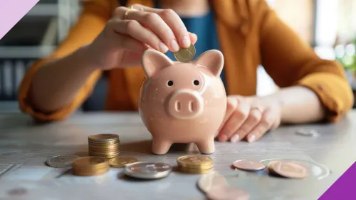 A woman saving money in a piggy bank to illustrate the importance of learning the difference of a 401(k) and a Roth IRA and choose the right retirement plan for you.