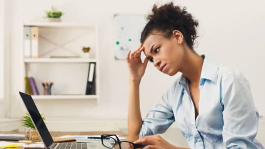 frustrated woman working