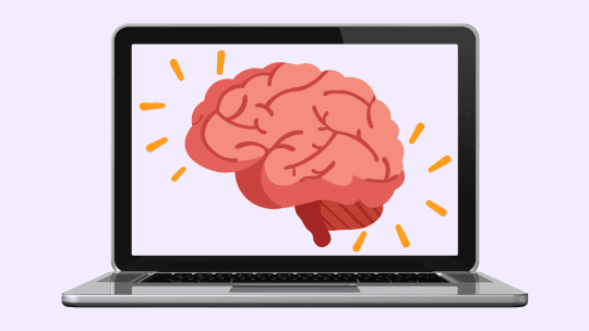 brain on laptop screen