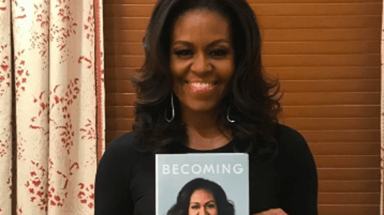 Michelle Obama and her autobiography, Becoming. @michelleobama / Instagram.