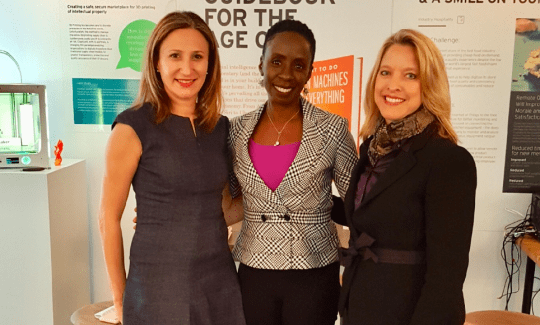 Romy Newman, Founder and President at Fairygodboss, Maureen Greene James, Leader of Diversity & Leadership Development at Cognizant, and Carol Houle, Vice President Consulting Services at Cognizant.