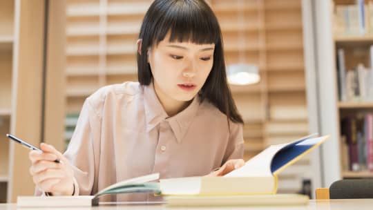 female student studying