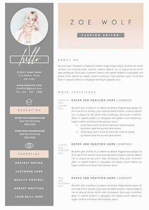 fashion design resume templates