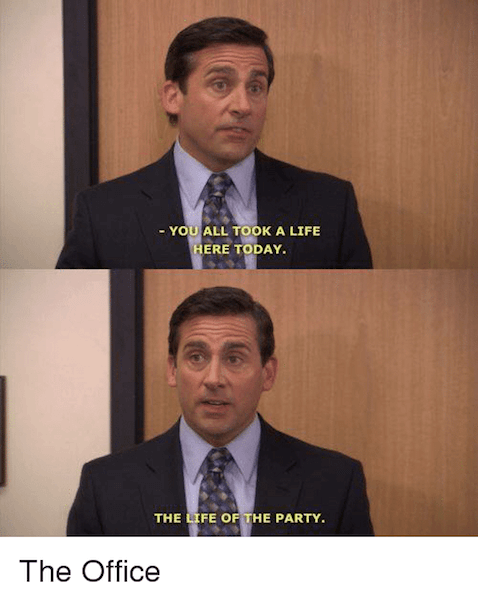 The Office party meme with Michael Scott