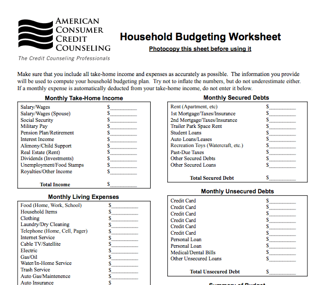 Budget Planning Free Worksheets - Colaboratory