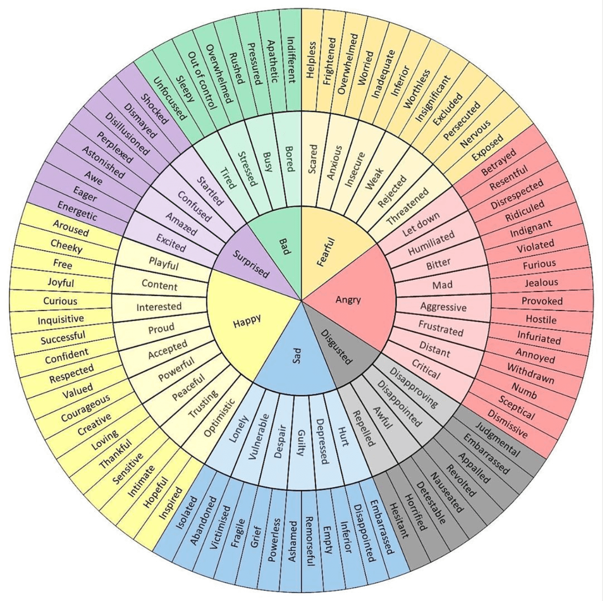 cbt emotion wheel