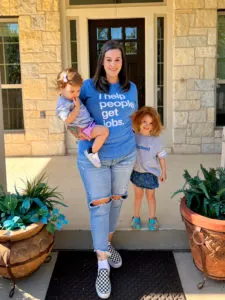 Stacey and her kids posing for a photo