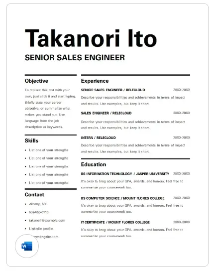 Microsoft word resume template