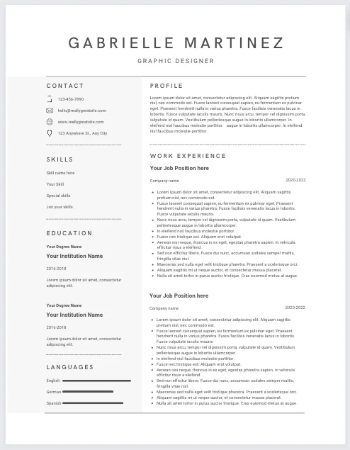 Canva Resume Template Example